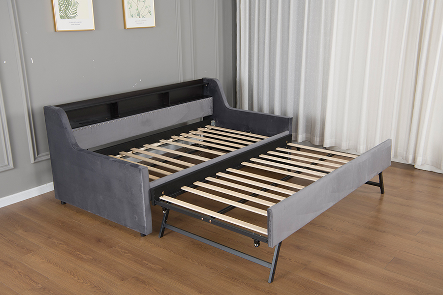 4857-1U Wysuwana rozkładana sofa z miękkiego aksamitu