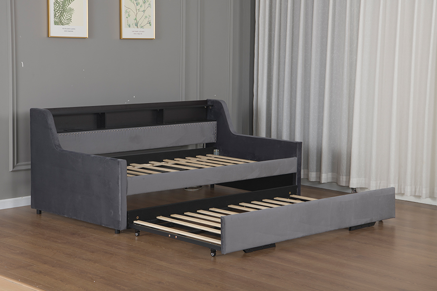 4857-1U Wysuwana rozkładana sofa z miękkiego aksamitu