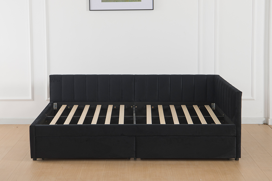 4856D Aksamitna rozkładana sofa z miejscem do przechowywania do małych pomieszczeń