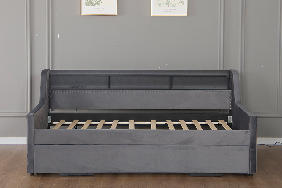 4857-1U Wysuwana rozkładana sofa z miękkiego aksamitu