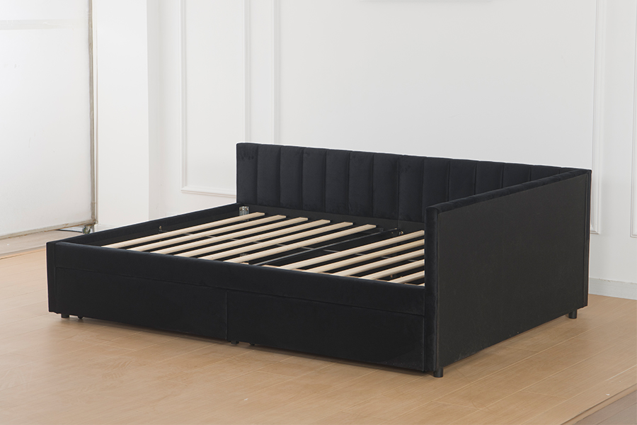 4856D Aksamitna rozkładana sofa z miejscem do przechowywania do małych pomieszczeń