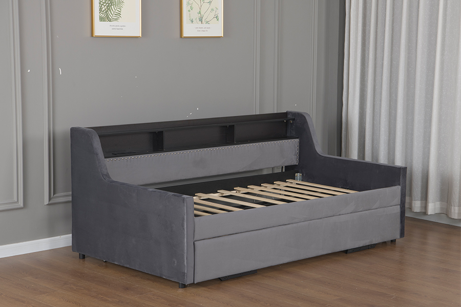 4857-1U Wysuwana rozkładana sofa z miękkiego aksamitu