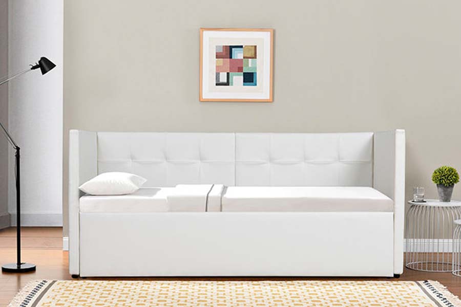 1637 Wysuwana rozkładana sofa z miękkiej skóry