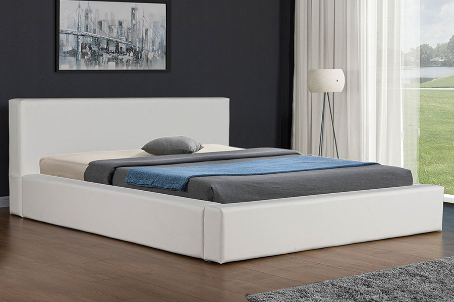 4246 Skandynawska minimalistyczna rama łóżka ze sztucznej skóry