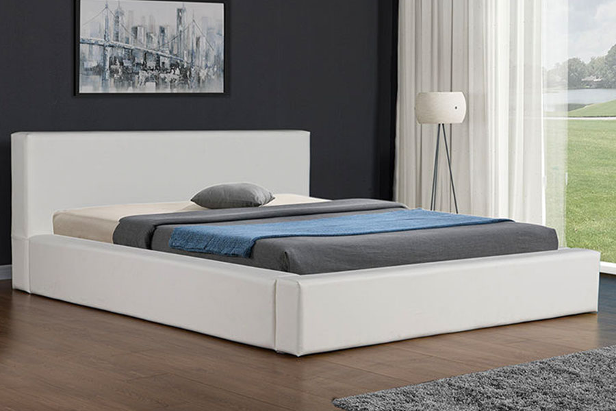4246 Skandynawska minimalistyczna rama łóżka ze sztucznej skóry