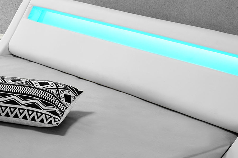 1137-1 Smart LED King Storage Rama łóżka tapicerowana skórą