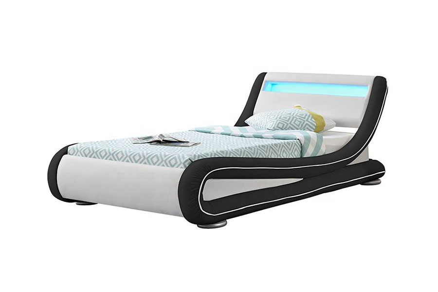 1137-1 Smart LED King Storage Rama łóżka tapicerowana skórą