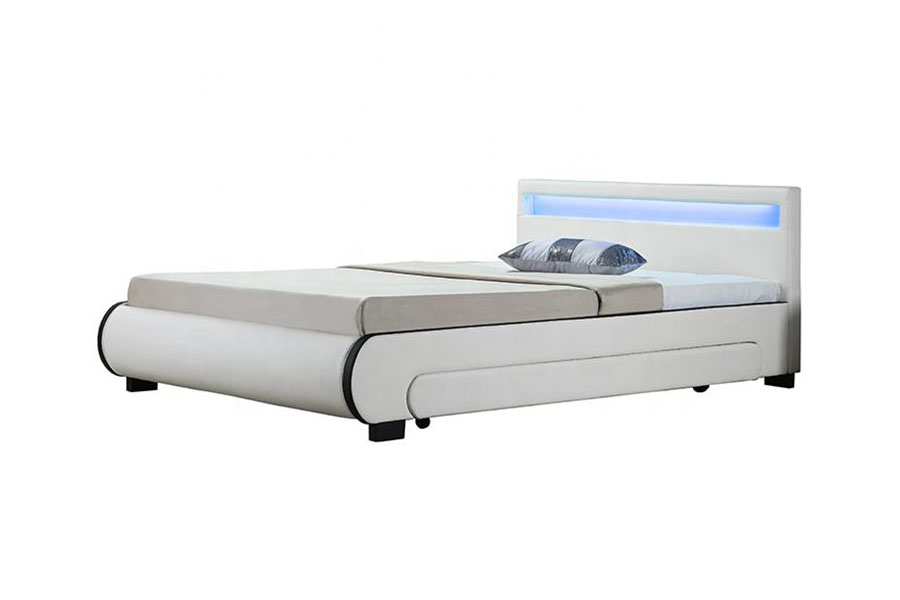 1135-1D LED Tapicerowana szuflada Łóżko ze skóry PU