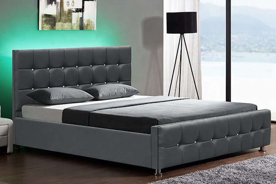 1149-1G Nowoczesne łóżko z podnośnikiem gazowym Chenille Velvet LED