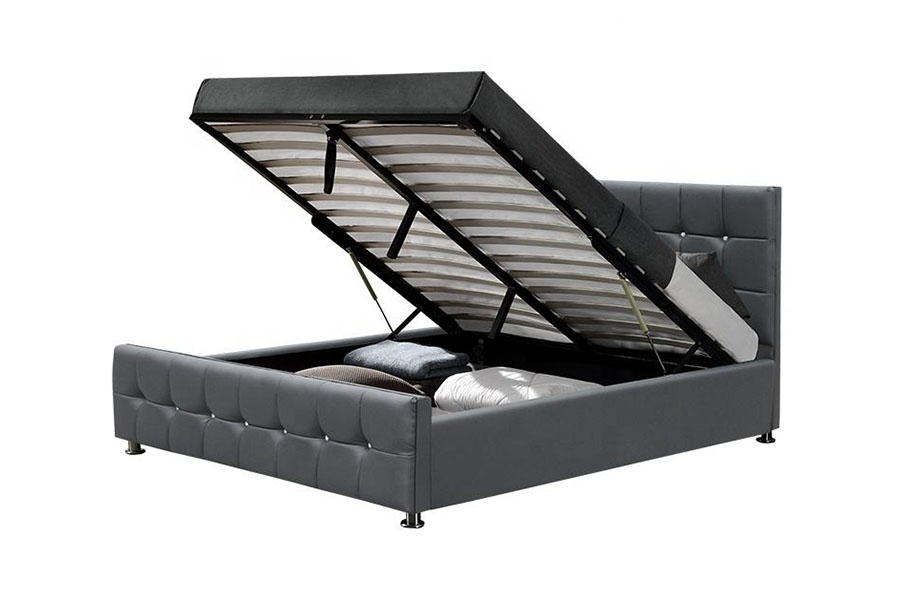 1149-1G Nowoczesne łóżko z podnośnikiem gazowym Chenille Velvet LED