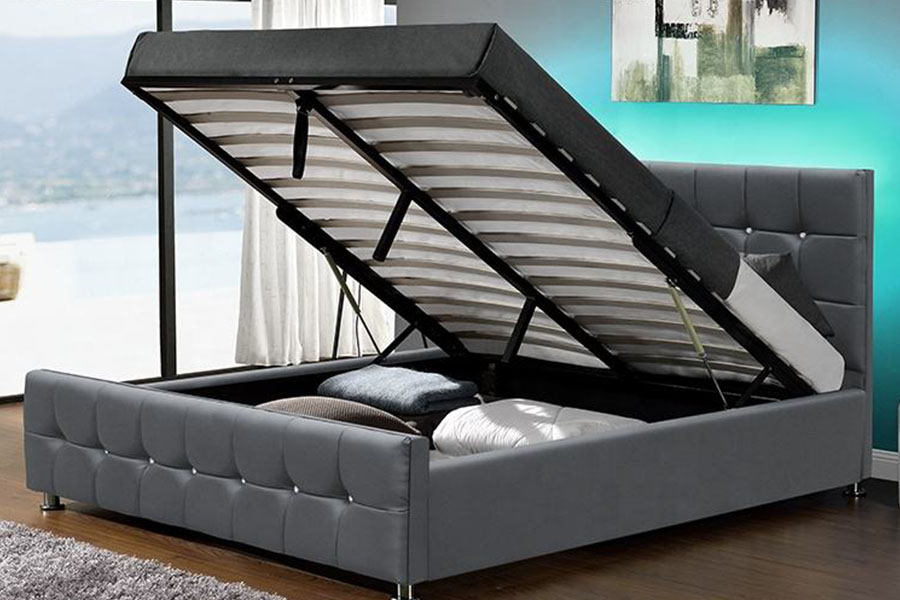 1149-1G Nowoczesne łóżko z podnośnikiem gazowym Chenille Velvet LED