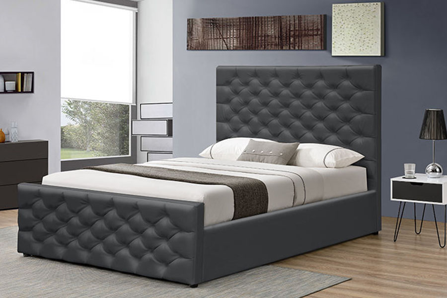 1208G Rama łóżka z miejscem do przechowywania Chesterfield Chenille-Velvet Sleigh