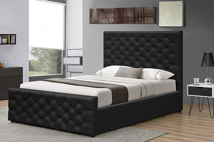 1208G Rama łóżka z miejscem do przechowywania Chesterfield Chenille-Velvet Sleigh