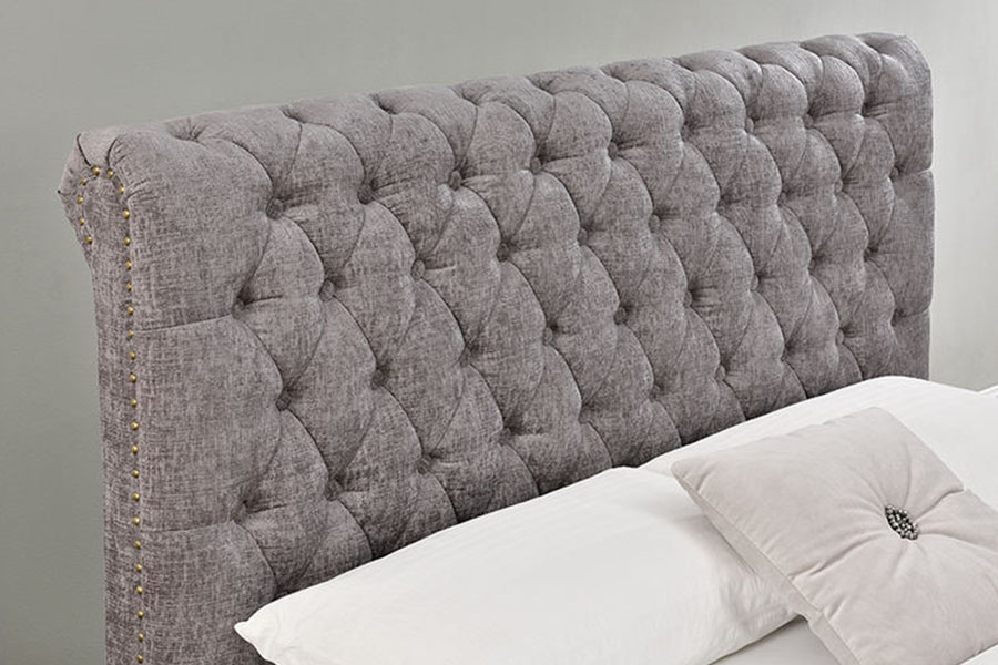 1208G Rama łóżka z miejscem do przechowywania Chesterfield Chenille-Velvet Sleigh
